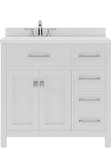 Bathroom Vanities| Virtu USA Caroline Parkway 36-in White Undermount Single Sink Bathroom Vanity with Dazzle White Quartz Top - SP53495