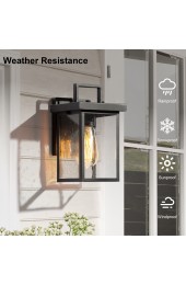 Outdoor Wall Lighting| LNC Halo 1-Light 10.5-in Black and Seeded Glass Outdoor Wall Light - PG57368
