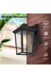 Outdoor Wall Lighting| LNC Halo 1-Light 11-in Black and Seeded Glass Outdoor Wall Light - DZ40179