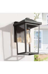 Outdoor Wall Lighting| LNC Pict 1-Light 12-in Sandy Black Clear Glass Square Outdoor Wall Light - CD18322
