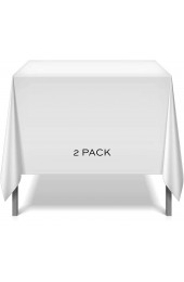 2 Square Tablecloth Covers 52x52 Inch | Table Cloths for Square or Round Table | Washable Wrinkle-Resistant Fabric for Weddings Kitchen Restaurant | White | 2 Pack