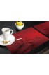 Artwork Store Abstract Elegant Floral Red Black Flower Placemats Set of 6 Cotton Linen Heat Resistant Table Mats Non-Slip Washable Placemat for Holiday Banquet Dining Kitchen Table Decor