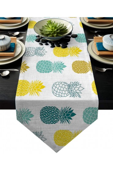 BetterDay Cotton Linen Table Runner Colorful Pineapple Design 18x72 Inch Burlap Table Runners for Party Wedding Dining Farmhouse Outdoor Picnics Table Top Decor