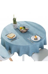 Cotton Linen Solid Color Tablecloth Round Simple Style Table Cover for Kitchen Dining Tabletop Linen Decor Blue Round 48 Inch