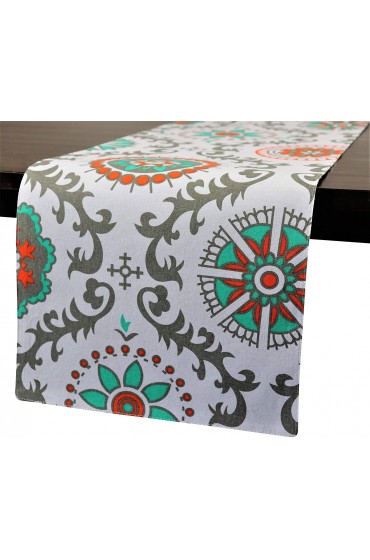 Crabtree Collection Deluxe Cotton Table Runners Farmhouse Decor Kitchen & Table Linens Table Runner for Spring Easter Holiday Table Teal Orange Medallion 12x72 Runner