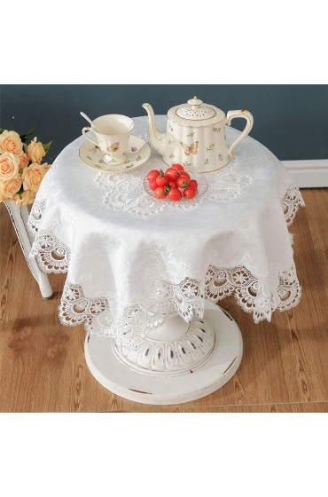 Cream White Small Square lace Tablecloth for Wedding Party Home and Kitchen