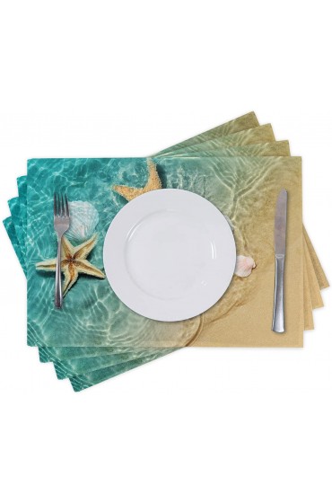 Elegant Placemats Set of 4 for Christmas Thanksgiving Dining Table Washable Woven Linen Placemat Non-Slip Heat Resistant Kitchen Table Mats Easy to Clean Beach Shell Ocean