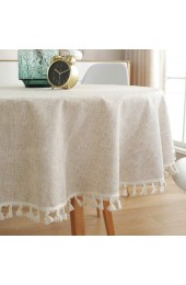 Lahome Solid Color Tassel Tablecloth Cotton Linen Round Table Cover Kitchen Dining Room Restaurant Party Decoration Round 60 Linen