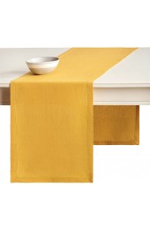Maison d' Hermine Avignon Ochre 100% Linen Table Runner for Party | Dinner | Holidays | Kitchen | Easter | Outdoor | Home 14 Inch by 60 Inch