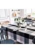 Melodieux Plaid Check Rectangle Tablecloth Cotton Linen Textured Holiday Table Cover Waterproof Wrinkle Resistant Classic Tabletop Decoration Kitchen Dining Room 52 x 70 Black