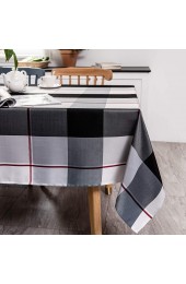 Melodieux Plaid Check Rectangle Tablecloth Cotton Linen Textured Holiday Table Cover Waterproof Wrinkle Resistant Classic Tabletop Decoration Kitchen Dining Room 52 x 70 Black