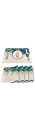 Peacock Feather Placemats Set of 4 for Dining Table Washable Burlap Linen Placemat Non-Slip Heat Tolerant Kitchen Table Mats Easy to Clean Teal Blue Turquoise Floral Green Leaf