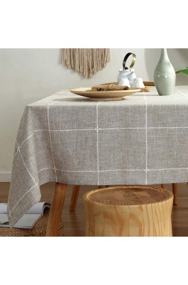 TruDelve Heavy Duty Cotton Linen Table Cloth for Square Tables Solid Embroidery Lattice Tablecloth for Kitchen Dinning Tabletop Decoration 52x52 Linen