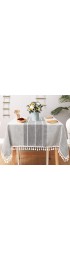 Vailge Farmhouse Tablecloth  55"x70" Burlap Rectangle Rustic Tablecloths  Dust-Proof Outdoor Table Cloths with Tassel Wrinkle Free Cotton Linen Tablecloths for Party ,Buffet,Christmas  Grey