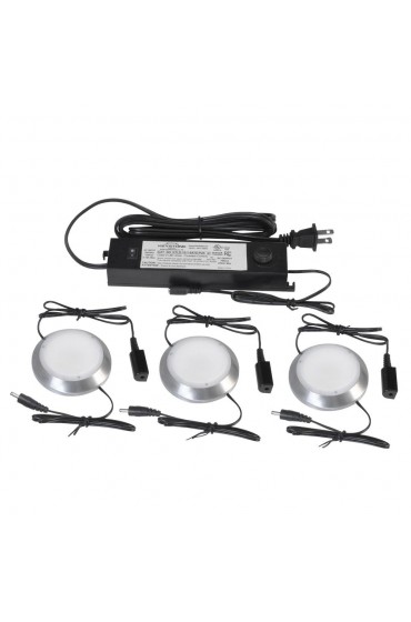 Puck Lights| ecolight Super Bright Puck 3-Pack 2.76-in Plug-in Puck Under Cabinet Lights - DV42765