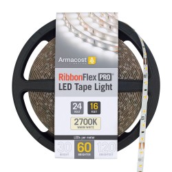Under Cabinet Lights| Armacost Lighting RibbonFlex Pro 16.4 ft. (5M) 24-Volt LED Tape Light, Soft White(2700K), 60 LEDs/M - FL23209