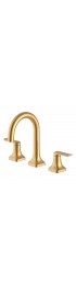 Bathroom Sink Faucets| allen + roth Dunmore Brushed Gold 2-Handle Widespread WaterSense Bathroom Sink Faucet with Drain - KZ09610