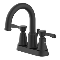 Bathroom Sink Faucets| Project Source Carmen Matte Black 2-Handle 4-in Centerset WaterSense Bathroom Sink Faucet with Drain - OW45410
