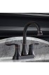 Bathroom Sink Faucets| WELLFOR Centerset Bathroom Sink Faucets Oil Rubbed Bronze 2-handle 4-in centerset Bathroom Sink Faucet with Drain - VU73485