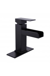 Bathroom Sink Faucets| WELLFOR Deck mount bath faucet Matte Black 1-Handle Single Hole Bathroom Sink Faucet with Deck Plate - EV56454