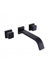 Bathroom Sink Faucets| WELLFOR Wall mount bathroom tub faucet Matte Black 2-Handle Wall-mount Bathroom Sink Faucet - GG28958