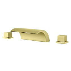 Bathroom Sink Faucets| WELLFOR Widespread bath faucet Brushed Gold 2-handle Widespread Bathroom Sink Faucet - YQ89968