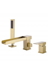 Bathtub Faucets| WELLFOR Roman Bathtub Faucet Brushed Gold 1-handle Commercial/Residential Deck-mount Roman Bathtub Faucet with Hand Shower - IB84353