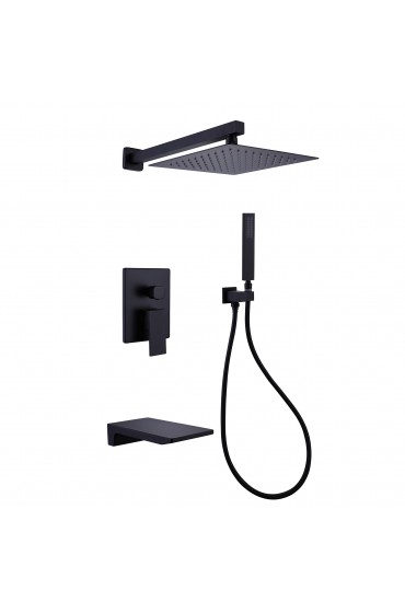 Shower Systems| WELLFOR Concealed valve showers system Matte Black Built-In Shower System - CK94478
